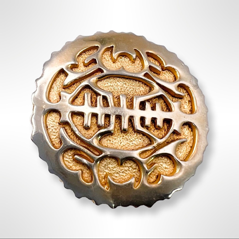 1975 Mimi Di N signed Medallion Belt buckle, 2 Tone design